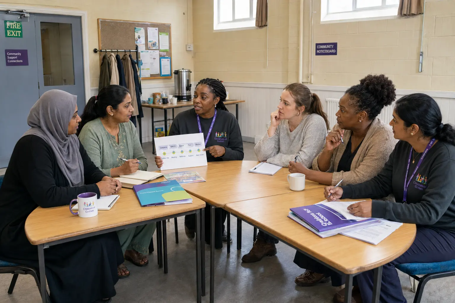 Women from different communities taking part in a Children of Goshen SEND information workshop